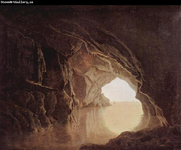 Joseph wright of derby Cave at evening, by Joseph Wright,